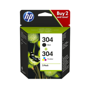 HP 304 Multicolore Pack Noir/Couleur de 2 Cartouches d’Encre Originale