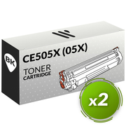 HP CE505X (05X) Pack  de 2 Toners Compatible