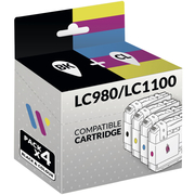 Compatible Brother LC980/LC1100 Pack de 4 Cartuchos de Tinta