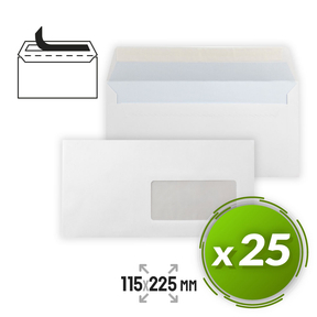 Liderpapel American White Enveloppe avec fenêtre 115 x 225 mm 25 pcs.