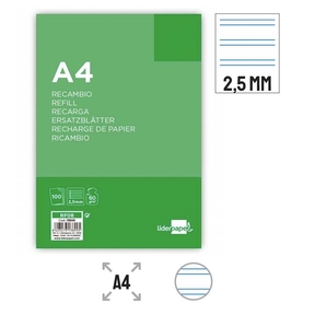 Liderpapel Paper Refill 60 g Papier ligné 2,5 mm (4 Trous Perforés)