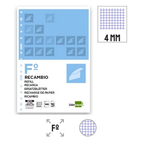 Liderpapel Paper Refill 60 g Quadrillé 4 mm (16 Trous Perforés)