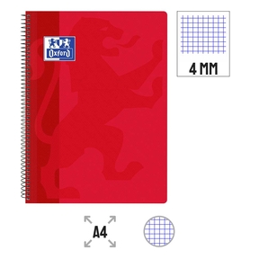 Carnet de notes Oxford A4 Couverture plastique 4x4 mm (rouge)