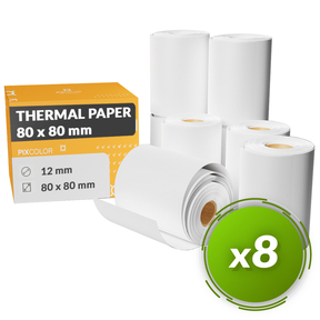 PixColor Papier Thermique 80x80 mm (Pack 8 Pcs.)