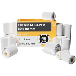 PixColor Papier Thermique 80x80 mm (Boîte 48 Pcs.)