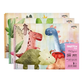 Bloc à dessin A4+ 150 g Nokers Kids Dino – Lot de 3