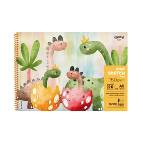 Bloc à dessin A5 150 g Nokers Kids Dino – 20 feuilles