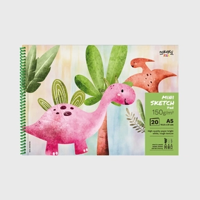 Bloc à dessin A5 150 g Nokers Kids Dino – 20 feuilles