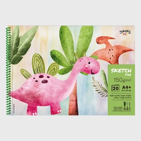 Bloc à dessin A4+ 150 g Nokers Kids Dino – 20 feuilles