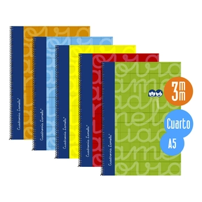 Lamela Cahier à Couverture Rigide / Quart (5 Pcs. Assorties)