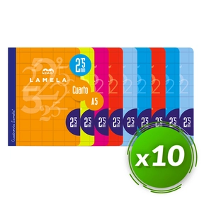 Lamela Cahier 50 Feuilles / Quart (10 Pcs. Assorties)