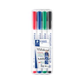 Staedtler Lumocolor Whiteboard Pen M 301 Étui de 4 Marqueurs pour Tableau Blanc