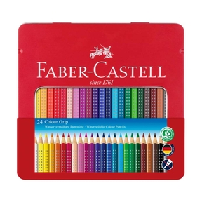 Crayons de couleur Faber-Castell Grip (boîte métallique 24 Pc.)