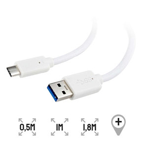 Câble USB 3.0 à Type-C blanc