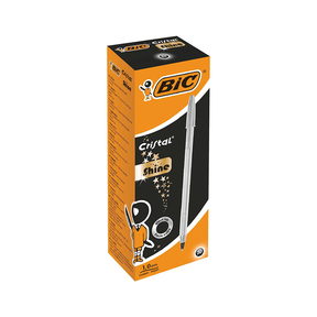BIC Cristal Shine (Pack 20 Pcs.) (Argent - Encre Noire)