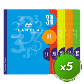 Lamela Cahier 50 Feuilles / A4 3 mm (5 Pcs. Assorties)