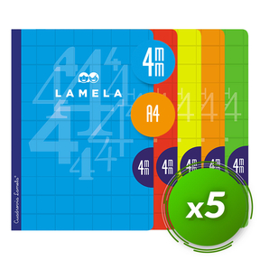 Lamela Cahier 50 Feuilles / A4 4 mm (5 Pcs. Assorties)