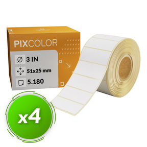 PixColor Étiquettes à Transfert Thermique Direct 51x25 (Paquet 4 Pcs.) -  Webcartouche