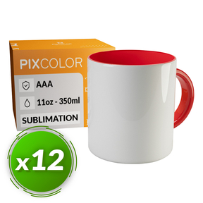 PixColor Tasse à Sublimation Rouge - Qualité Premium AAA (Pack 12)