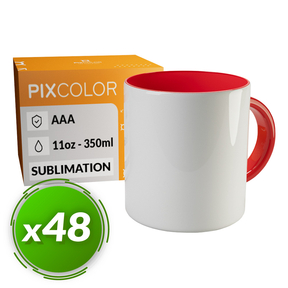 PixColor Tasse à Sublimation Rouge - Qualité Premium AAA (Pack 48)