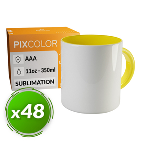 PixColor Tasse à Sublimation Jaune - Qualité Premium AAA (Pack 48)