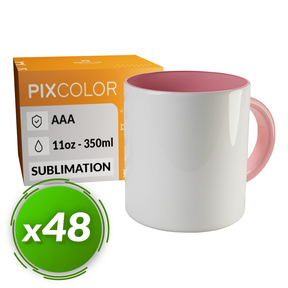 PixColor Tasse à Sublimation Rose - Qualité Premium AAA (Pack 48)