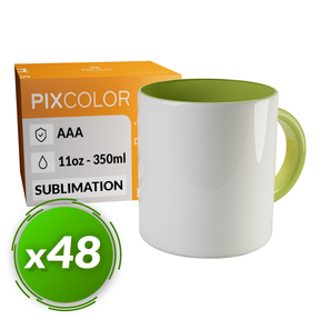 PixColor Tasse à Sublimation Vert Clair - Qualité Premium AAA (Pack 48)