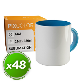 PixColor Tasse à Sublimation Bleu Clair - Qualité Premium AAA (Pack 48)