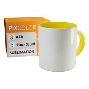 PixColor Tasse à Sublimation Jaune - Qualité Premium AAA