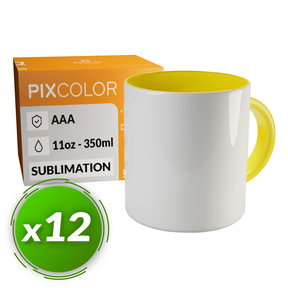 PixColor Tasse à Sublimation Jaune - Qualité Premium AAA (Pack 12)