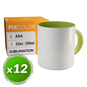 PixColor Tasse à Sublimation Vert Clair - Qualité Premium AAA (Pack 12)