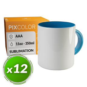 PixColor Tasse à Sublimation Bleu Clair - Qualité Premium AAA (Pack 12)
