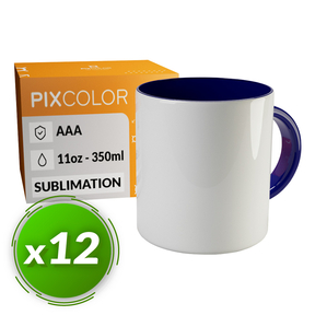 PixColor Tasse à Sublimation Bleu Marine - Qualité Premium AAA (Pack 12)
