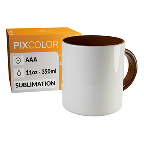 PixColor Tasse à Sublimation Marron - Qualité Premium AAA