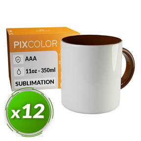 PixColor Tasse à Sublimation Marron Premium AAA (Pack 12)